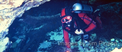  My dive buddy G.F. entering a cave circa 1980.