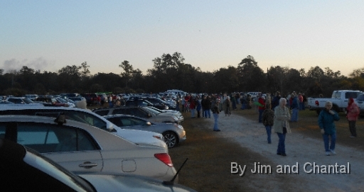  Spectators arrive before dawn.  Operation Migration whooping crane flyover at St. Marks Florida 2012.