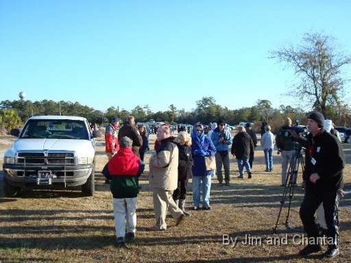  Excitement before whooping crane flyover, St. Mark's, Florida.