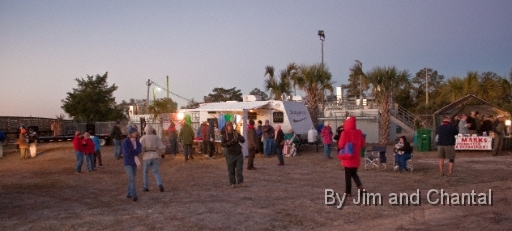  Spectators gather in the early morning hours    Operation Migration at St. Marks Florida, January 2010