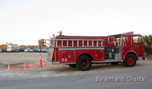  Fire truck at entrance to parking area   Operation Migration at St. Marks Florida, January 2010