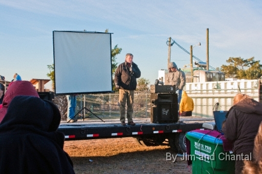  Joe Duff speaks to spectators  Operation Migration at St. Marks Florida, January 2010