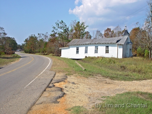  Church floated across road, west of Waveland, Miss.  On Pearlington Rd. near Bud Ladner Rd.