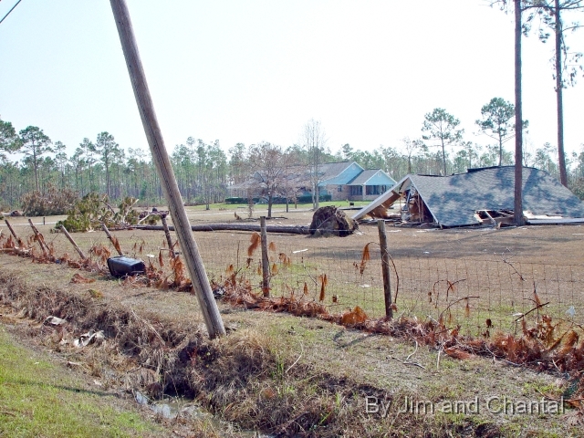  House damage in area west of Waveland, Mississippi.  On Pearlington Rd. 2 mi west of Lakeshore Rd.