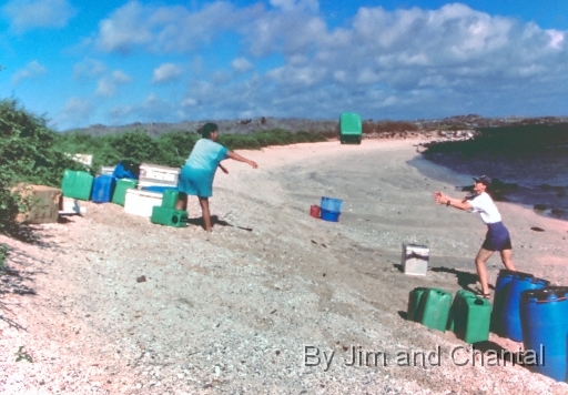  Researchers and students transferring supplies at the Espanola camp